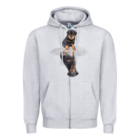 Heather Grey rottweiler reflection t shirt funny father's day dog gifts Zipper Hoodie - linhVisuals