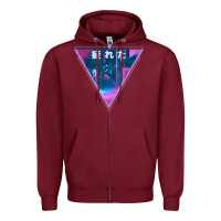 Burgundy tired japanese otaku   abandoned city street art t shirt Zipper Hoodie - linhVisuals