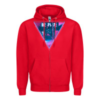Red tired japanese otaku   abandoned city street art t shirt Zipper Hoodie - linhVisuals