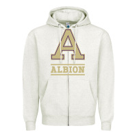 Oatmeal Heather albion college athleticpurple Zipper Hoodie - linhVisuals