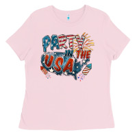 Bubblegum Pink Party in the USA Ladies Tee - FaDigitalArtStudio