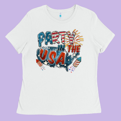 Party In The Usa Ladies Tee Designed By Fadigitalartstudio