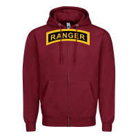 Burgundy army ranger tab   black & gold   army ranger tab black gold Zipper Hoodie - linhVisuals