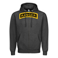 Charcoal Heather army ranger tab   black & gold   army ranger tab black gold Zipper Hoodie - linhVisuals