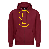Burgundy number #9 sports jersey uniform Zipper Hoodie - linhVisuals