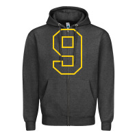 Charcoal Heather number #9 sports jersey uniform Zipper Hoodie - linhVisuals