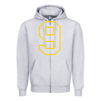 Heather Grey number #9 sports jersey uniform Zipper Hoodie - linhVisuals