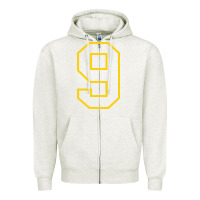 Oatmeal Heather number #9 sports jersey uniform Zipper Hoodie - linhVisuals