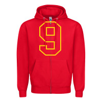 Red number #9 sports jersey uniform Zipper Hoodie - linhVisuals