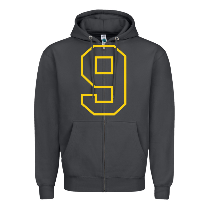 Number #9 Sports Jersey Uniform Zipper Hoodie by linhVisuals | Teevron