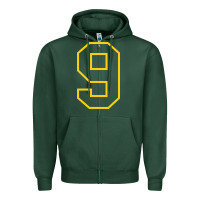 Sports Green number #9 sports jersey uniform Zipper Hoodie - linhVisuals