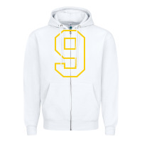 White number #9 sports jersey uniform Zipper Hoodie - linhVisuals