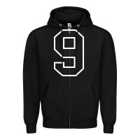 Number #9 Sports Jersey Uniform Zipper Hoodie | Teevron