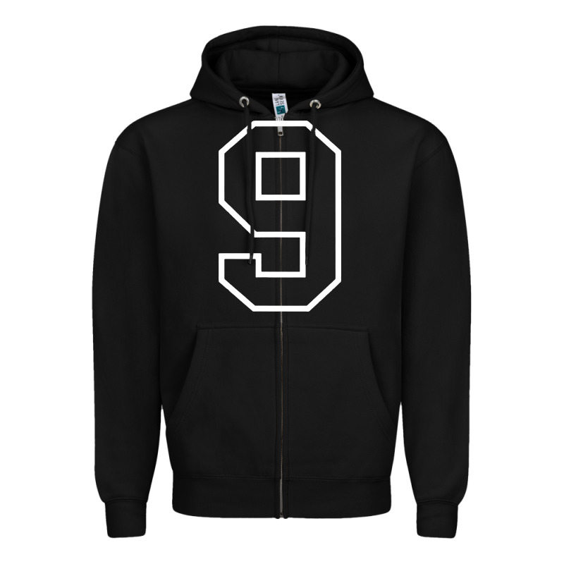 Number #9 Sports Jersey Uniform Zipper Hoodie by linhVisuals | Teevron