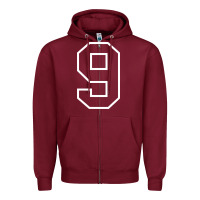 Burgundy number #9 sports jersey uniform Zipper Hoodie - linhVisuals
