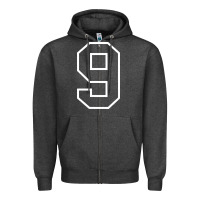 Charcoal Heather number #9 sports jersey uniform Zipper Hoodie - linhVisuals