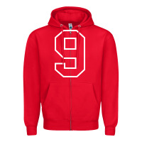 Red number #9 sports jersey uniform Zipper Hoodie - linhVisuals