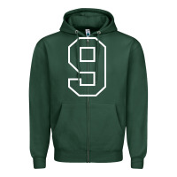 Sports Green number #9 sports jersey uniform Zipper Hoodie - linhVisuals