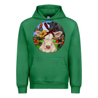 Emerald Christmas Charolais Calf Black Angus Bull And Roos Urban Hoodie - RanaPortraitStore