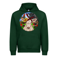 Forest Green Christmas Charolais Calf Black Angus Bull And Roos Urban Hoodie - RanaPortraitStore