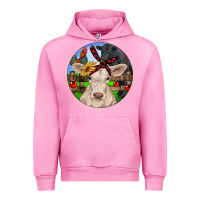 Fuchsia Pink Christmas Charolais Calf Black Angus Bull And Roos Urban Hoodie - RanaPortraitStore