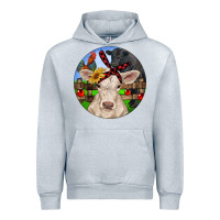 Heather Grey Christmas Charolais Calf Black Angus Bull And Roos Urban Hoodie - RanaPortraitStore