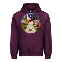 Mauve Wine Christmas Charolais Calf Black Angus Bull And Roos Urban Hoodie - RanaPortraitStore