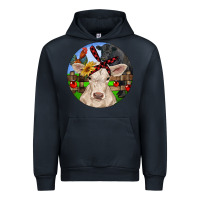 Navy Christmas Charolais Calf Black Angus Bull And Roos Urban Hoodie - RanaPortraitStore