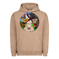 Pigment Burro Christmas Charolais Calf Black Angus Bull And Roos Urban Hoodie - RanaPortraitStore