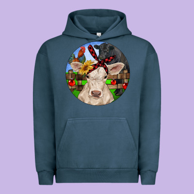 Christmas Charolais Calf Black Angus Bull And Roos Urban Hoodie Designed By Ranaportraitstore