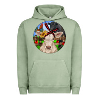 Pigment Oil Green Christmas Charolais Calf Black Angus Bull And Roos Urban Hoodie - RanaPortraitStore