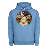 Pigment Pebble Blue Christmas Charolais Calf Black Angus Bull And Roos Urban Hoodie - RanaPortraitStore