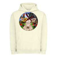 Pigment Pistachio Christmas Charolais Calf Black Angus Bull And Roos Urban Hoodie - RanaPortraitStore