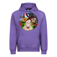 Tulip Christmas Charolais Calf Black Angus Bull And Roos Urban Hoodie - RanaPortraitStore