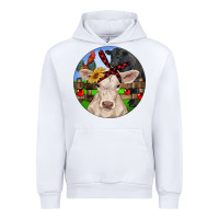 White Christmas Charolais Calf Black Angus Bull And Roos Urban Hoodie - RanaPortraitStore