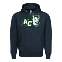 Navy keuka college wolf vectorized Zipper Hoodie - linhVisuals