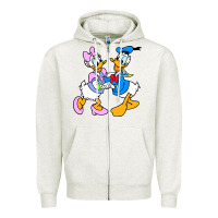 Oatmeal Heather donal duck Zipper Hoodie - linhVisuals