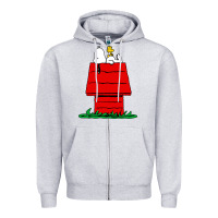 Heather Grey peanuts the doghouse Zipper Hoodie - linhVisuals