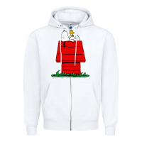 White peanuts the doghouse Zipper Hoodie - linhVisuals