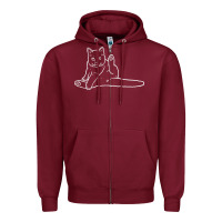 Burgundy cat butt white Zipper Hoodie - linhVisuals