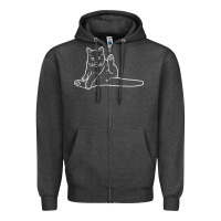 Charcoal Heather cat butt white Zipper Hoodie - linhVisuals