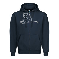 Navy cat butt white Zipper Hoodie - linhVisuals