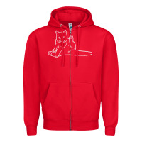 Red cat butt white Zipper Hoodie - linhVisuals