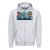 Heather Grey charleston rainbow road   charleston south carolin Zipper Hoodie - linhVisuals