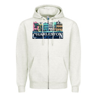 Oatmeal Heather charleston rainbow road   charleston south carolin Zipper Hoodie - linhVisuals