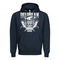 Navy delorean machine Zipper Hoodie - linhVisuals