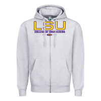 Heather Grey lsu college of engineering  1890 Zipper Hoodie - linhVisuals