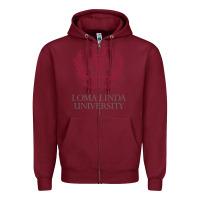 Burgundy education of loma linda Zipper Hoodie - linhVisuals