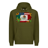 Army Green mexican american flag background Premium Hoodie - Jasminsmagicworld