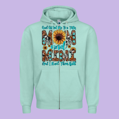 God Gifted Me Two Titles Mom And Mimi  And I Rock Them Both Zipper Hoodie Designed By Jahusdesignshop